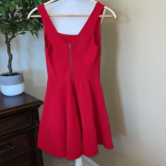 Lulus- Home Before Daylight Red Skater Dress Small (Wedding Party Birthday Club) - Picture 3 of 4